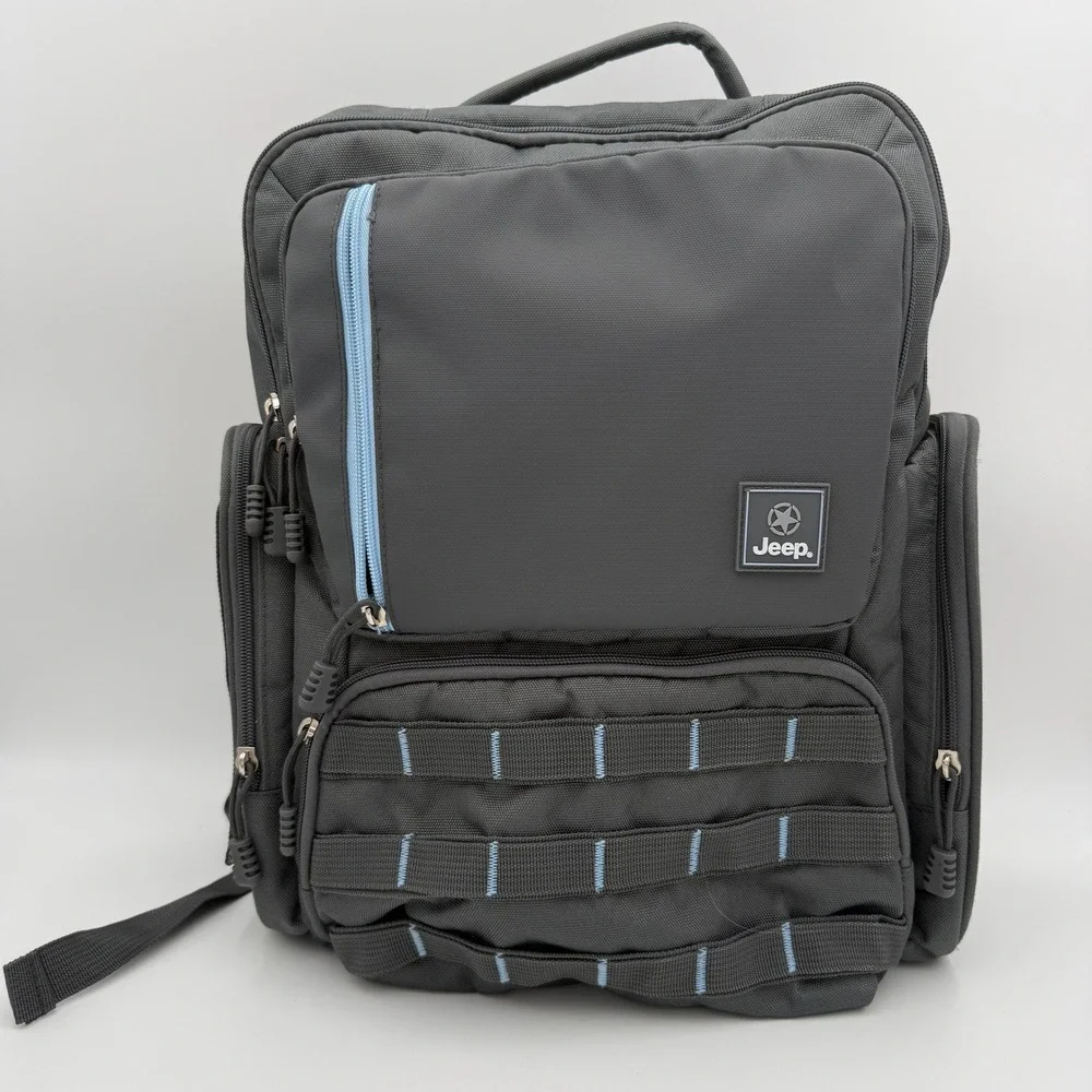 Jeep Diaper Bag Backpack Gray Tactical Insulated Bottle Pocket Multi-Compartment